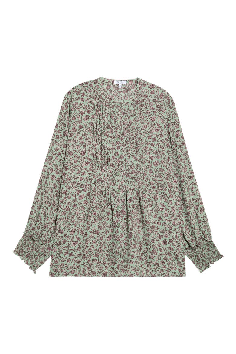 Pleat Smocked Peasant Blouse, Main, color, MORNINGSIDE MEADOW WINE