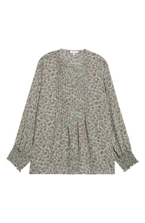 Pleat Smocked Peasant Blouse