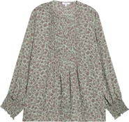 NYDJ Pleat Smocked Peasant Blouse