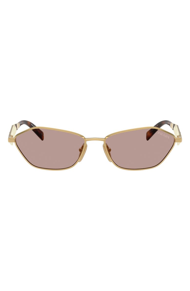 Prada 57mm Irregular Sunglasses, Main, color, Gold / Light Purple Brown