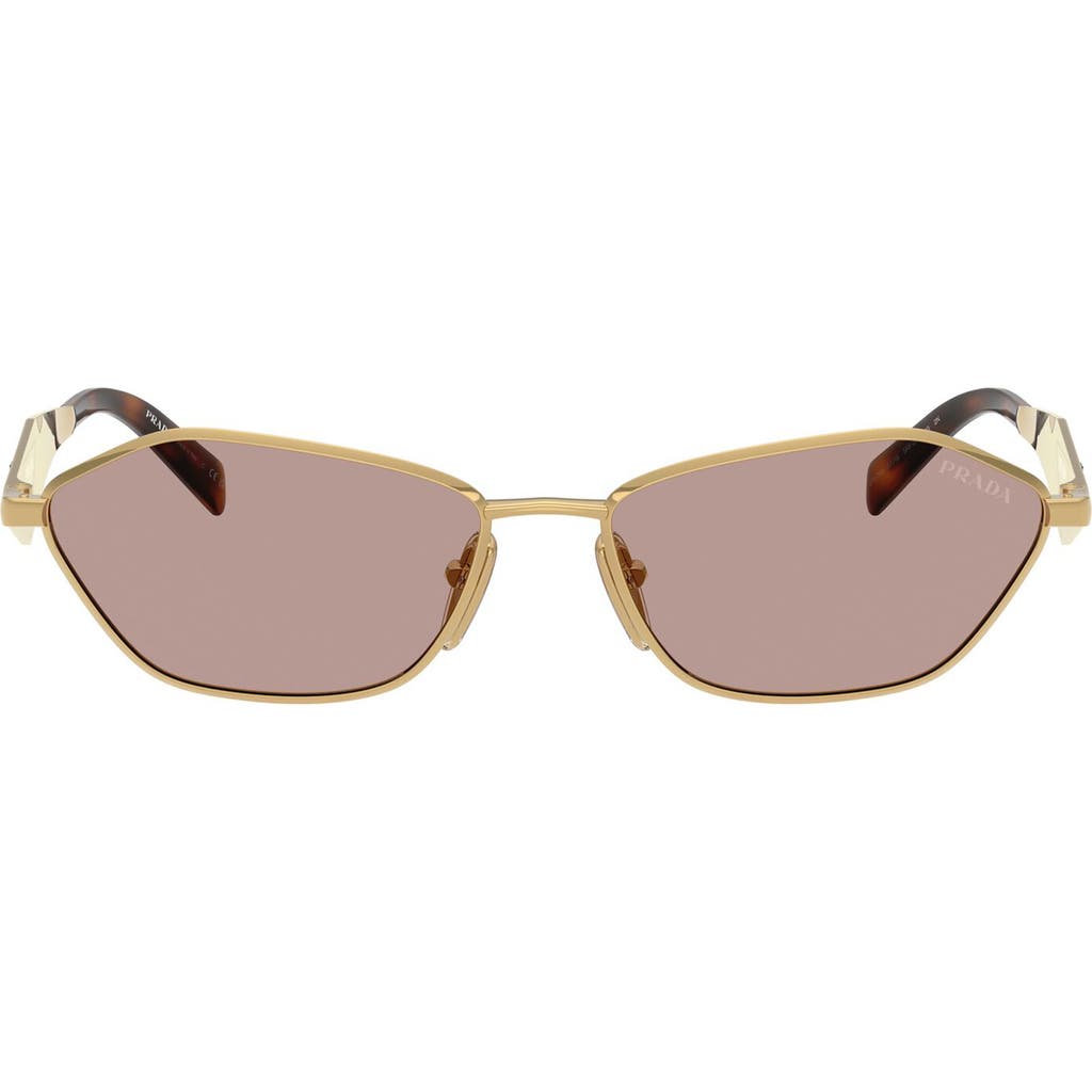 Prada 57mm Irregular Sunglasses in Gold/light Purple Brown at Nordstrom