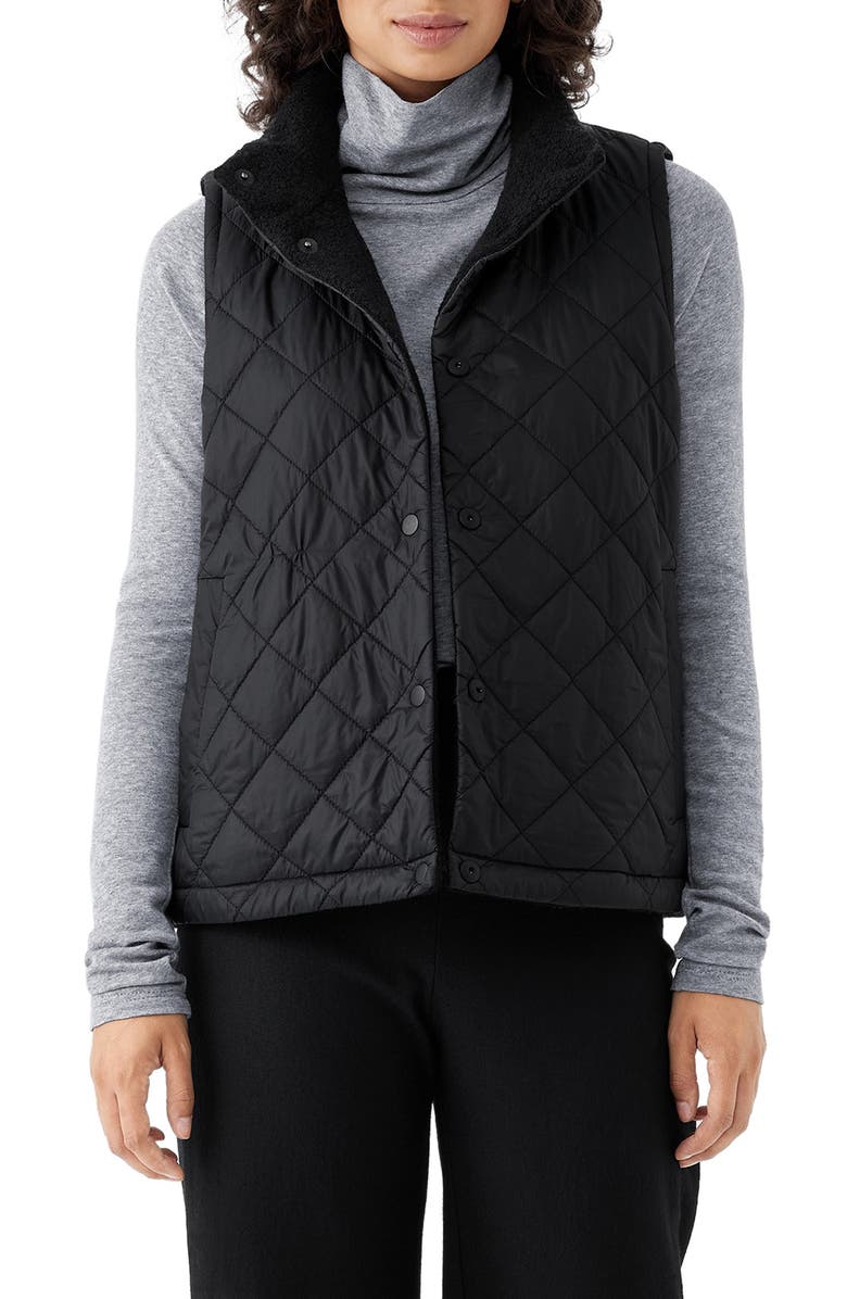 Eileen Fisher Reversible Quilted Vest, Main, color, Black