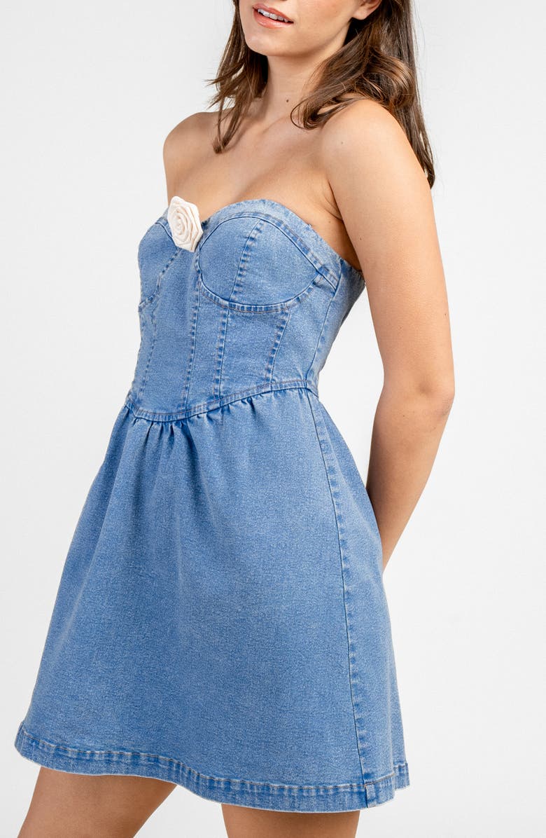 Beivy Strapless Denim Minidress, Alternate, color, Denim