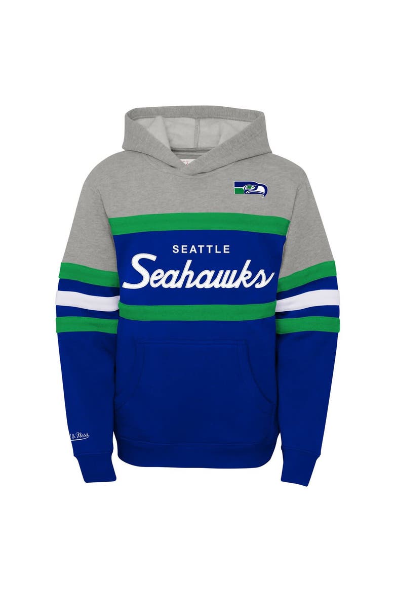 Youth Mitchell & Ness  Royal Seattle Seahawks Throwback Head Coach Pullover Hoodie, Alternate, color, Royal