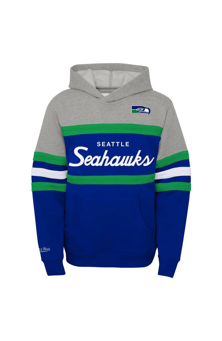 Mitchell & Ness Youth Mitchell & Ness Royal Seattle Seahawks Throwback Head Coach Pullover Hoodie, Alternate, color, Royal