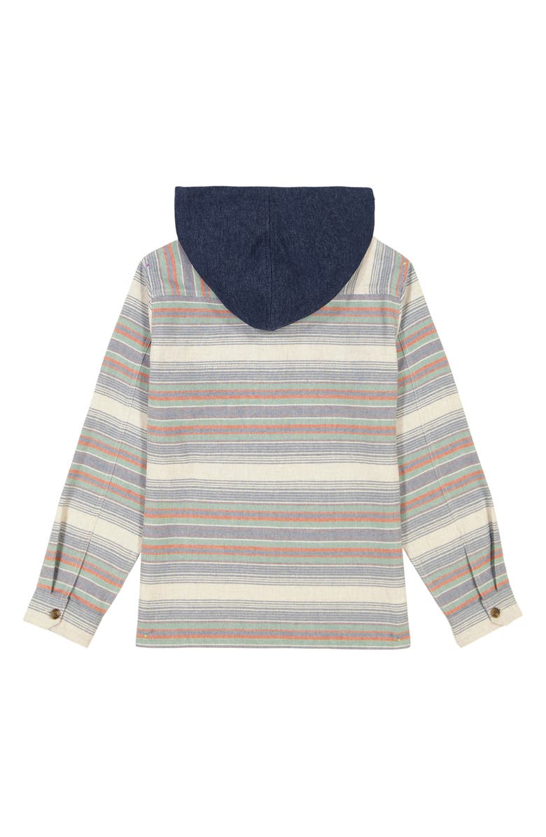 Billabong Kids' Baha Stripe Hooded Flannel Button-Up Shirt, Alternate, color, 