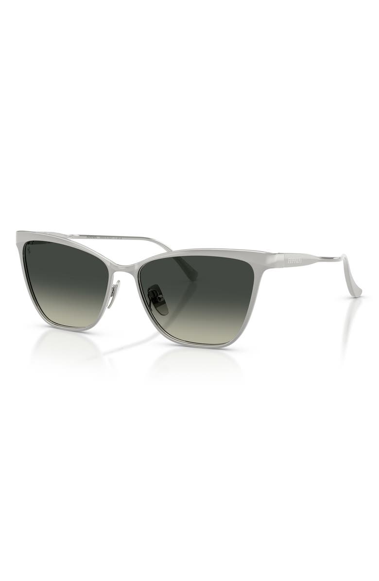 Ferrari 56mm Cat Eye Sunglasses, Alternate, color, Silver Matte / Grey Crystal