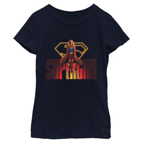 Girl's Supergirl Kara Flying Logo  Graphic T-Shirt