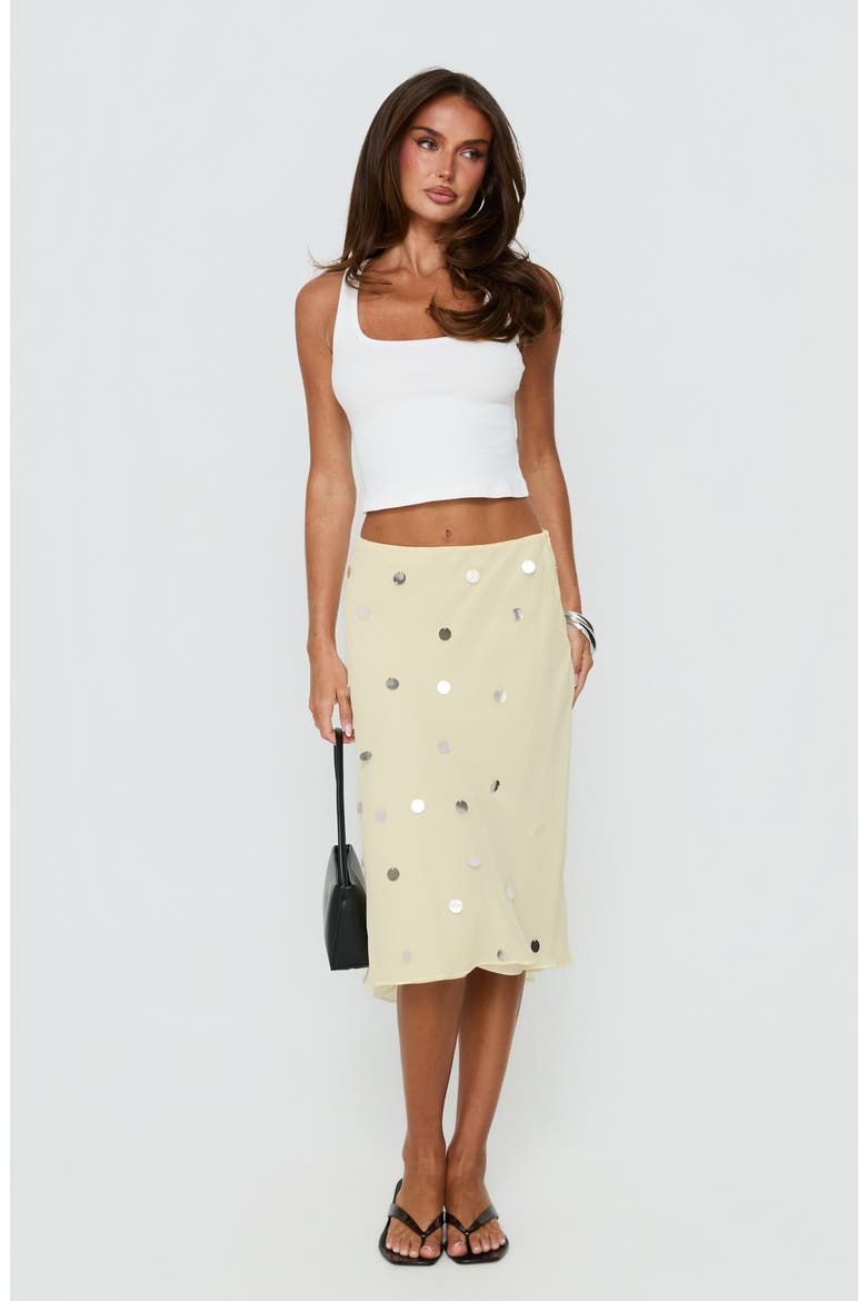 Kessiah Sequin Midi Skirt, Alternate, color, YELLOW