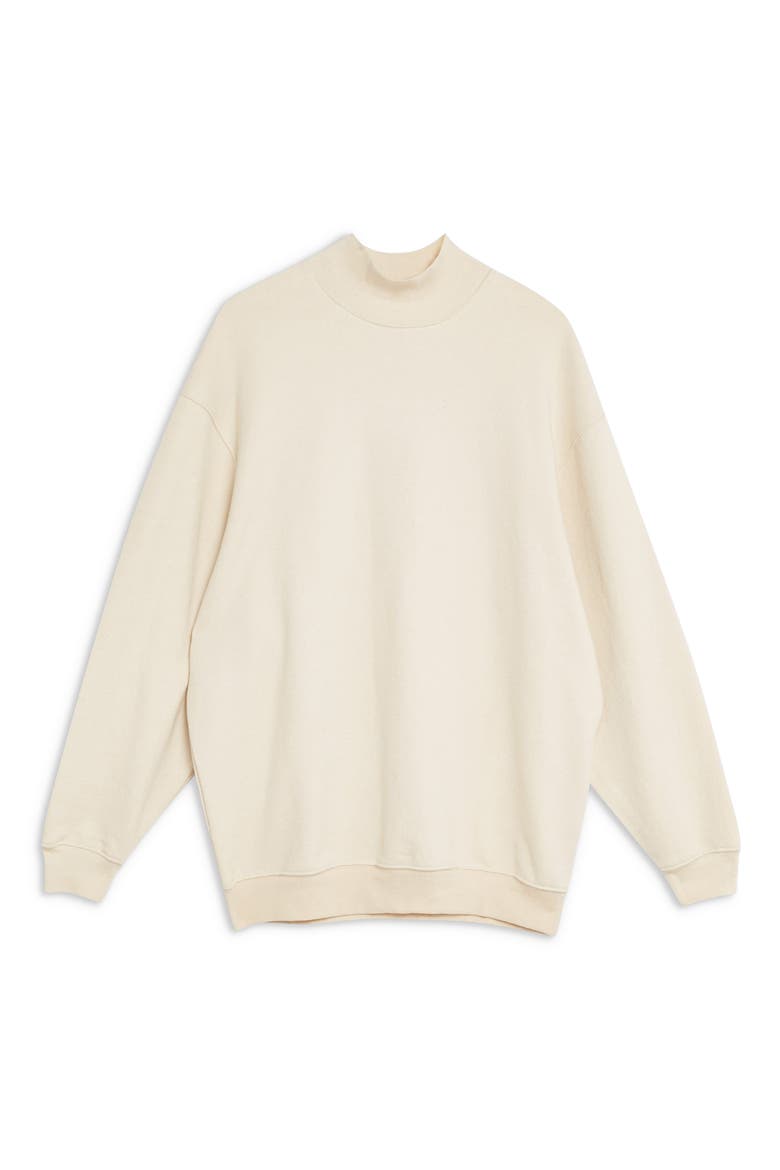 Oversized Mock Neck Sweatshirt, Alternate, color, CREAM