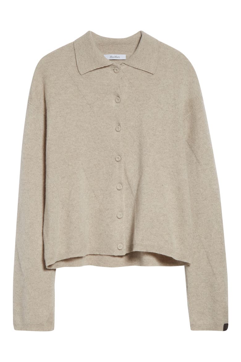 Diamond Stitch Cashmere Cardigan, Alternate, color, BEIGE MELANGE