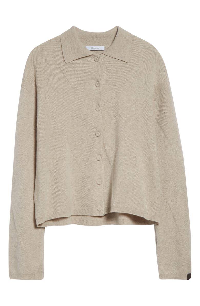 Max Mara Diamond Stitch Cashmere Cardigan, Alternate, color, Beige Melange