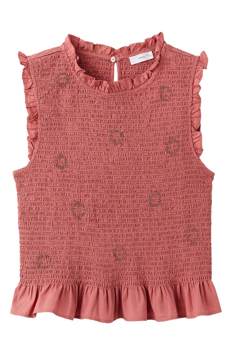 MANGO TEEN Beaded Smocked Ruffle Trim Tank, Alternate, color, 