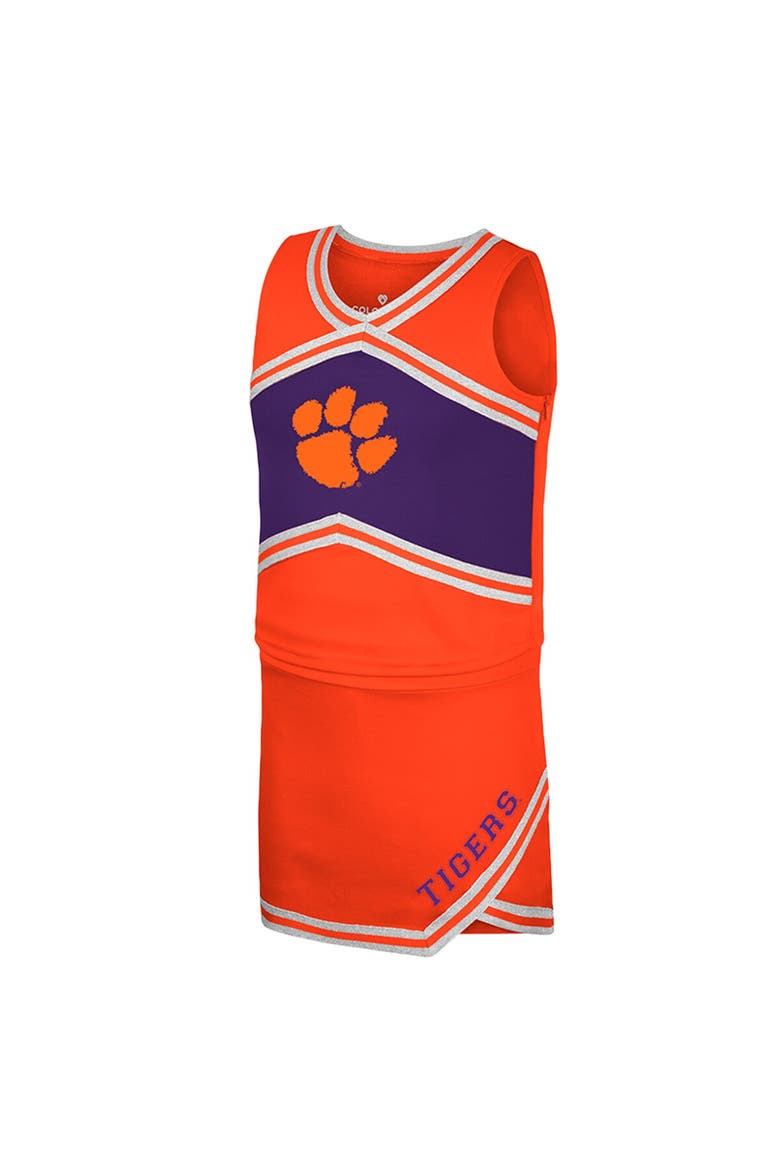 Girls Youth Colosseum Orange Clemson Tigers Cheerleader Top & Skirt Set, Alternate, color, Orange