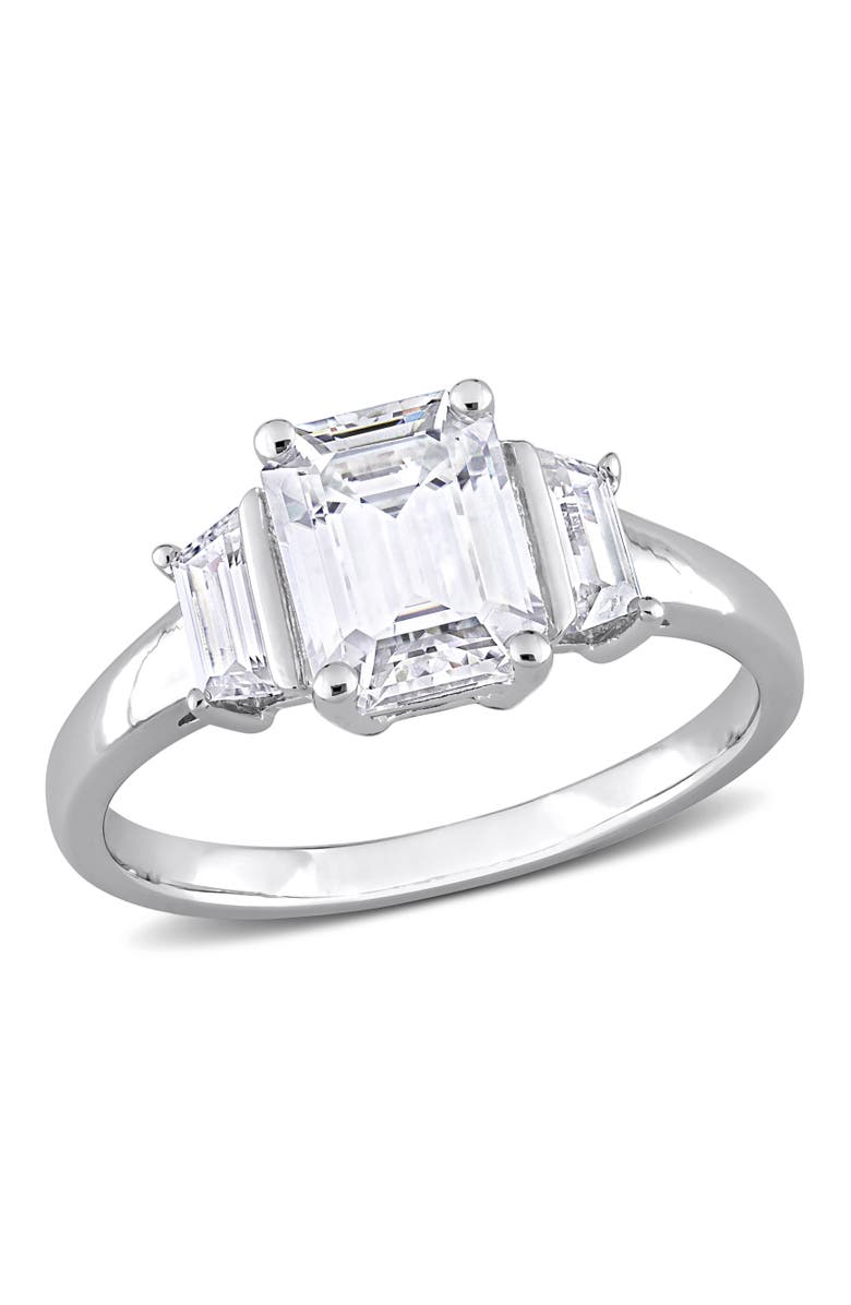 Julianna B. Moissanite Octagon 3-Stone Ring, Main, color, Sterling Silver
