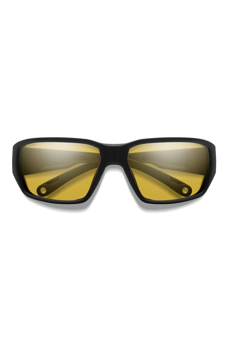 Hookset 62mm ChromaPop™ Polarized Oversize Wraparound Sunglasses, Main, color, BLACK / LOW LIGHT YELLOW