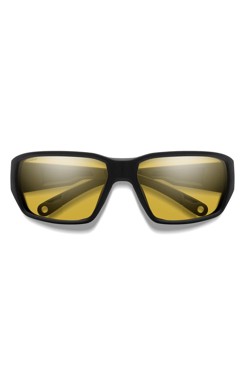 Smith Hookset 62mm ChromaPop<sup>™</sup> Polarized Oversize Wraparound Sunglasses, Main, color, Black / Low Light Yellow