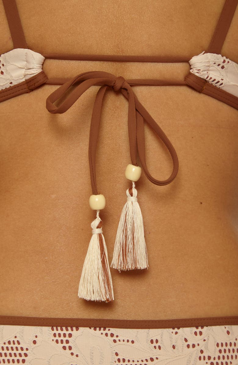 Lucky Brand Belize Lace Overlay Bikini Top, Alternate, color, Natural