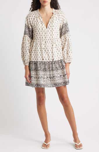 The Good Journey Mixed Print Long Sleeve Cotton Babydoll Dress