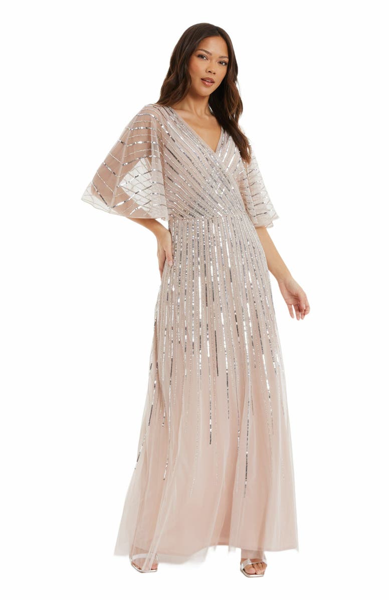 QUIZ Embellished Sequin Evening Dress, Main, color,