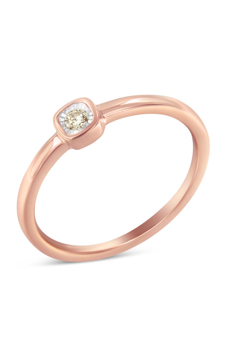 14K Rose Gold Plated Sterling Silver Square Diamond Accent Miracle-Set Promise Ring, Main, color, Rose Gold over Silver