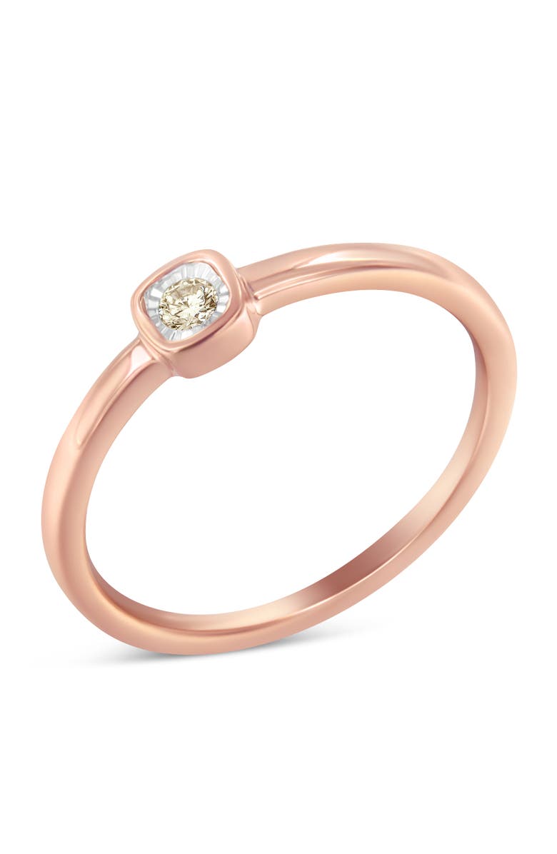 Haus of Brilliance 14K Rose Gold Plated Sterling Silver 1/20 cttw Square Cushion Diamond Miracle-Set Promise Ring, Main, color, Rose Gold Over Silver