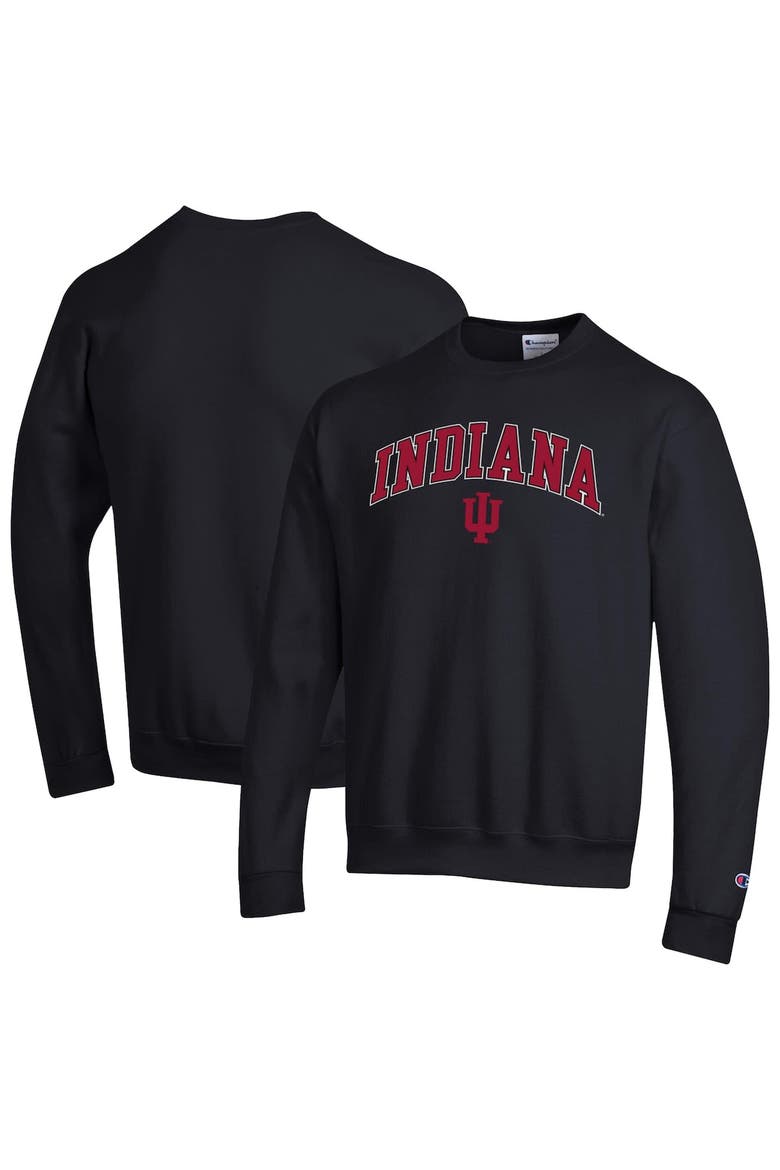 Men's Champion  Black Indiana Hoosiers Arch Over Logo Pullover Sweatshirt, Main, color, Black