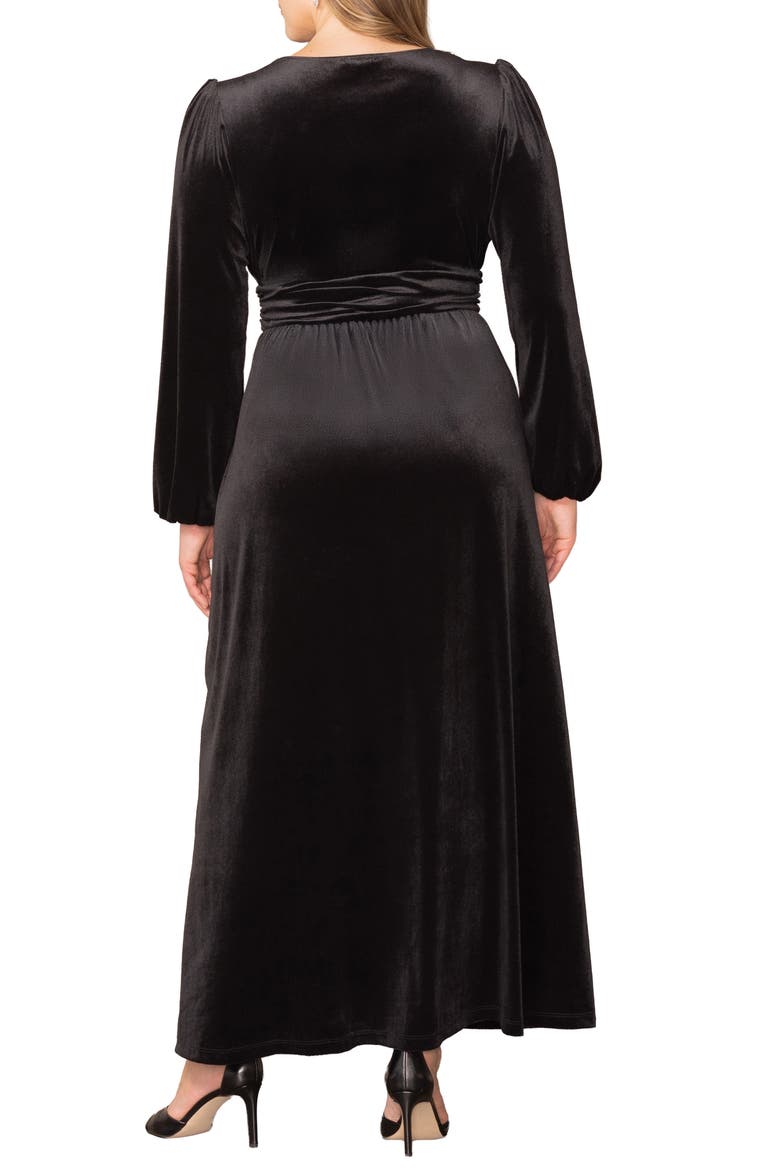 Vivienne Long Sleeve Velvet Gown, Alternate, color, ONYX