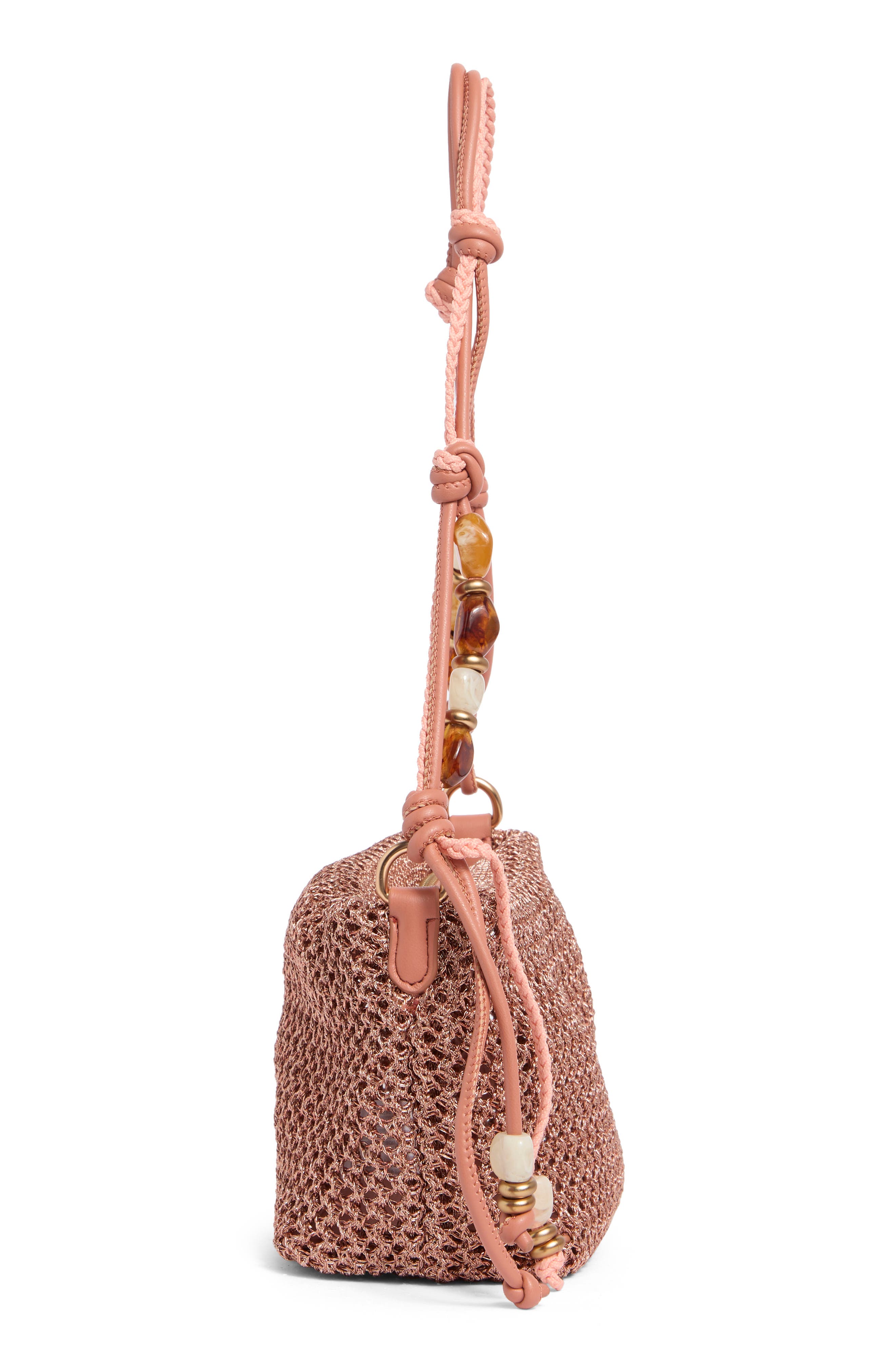 Ellina Beaded Shoulder Bag, Alternate, color, RUST