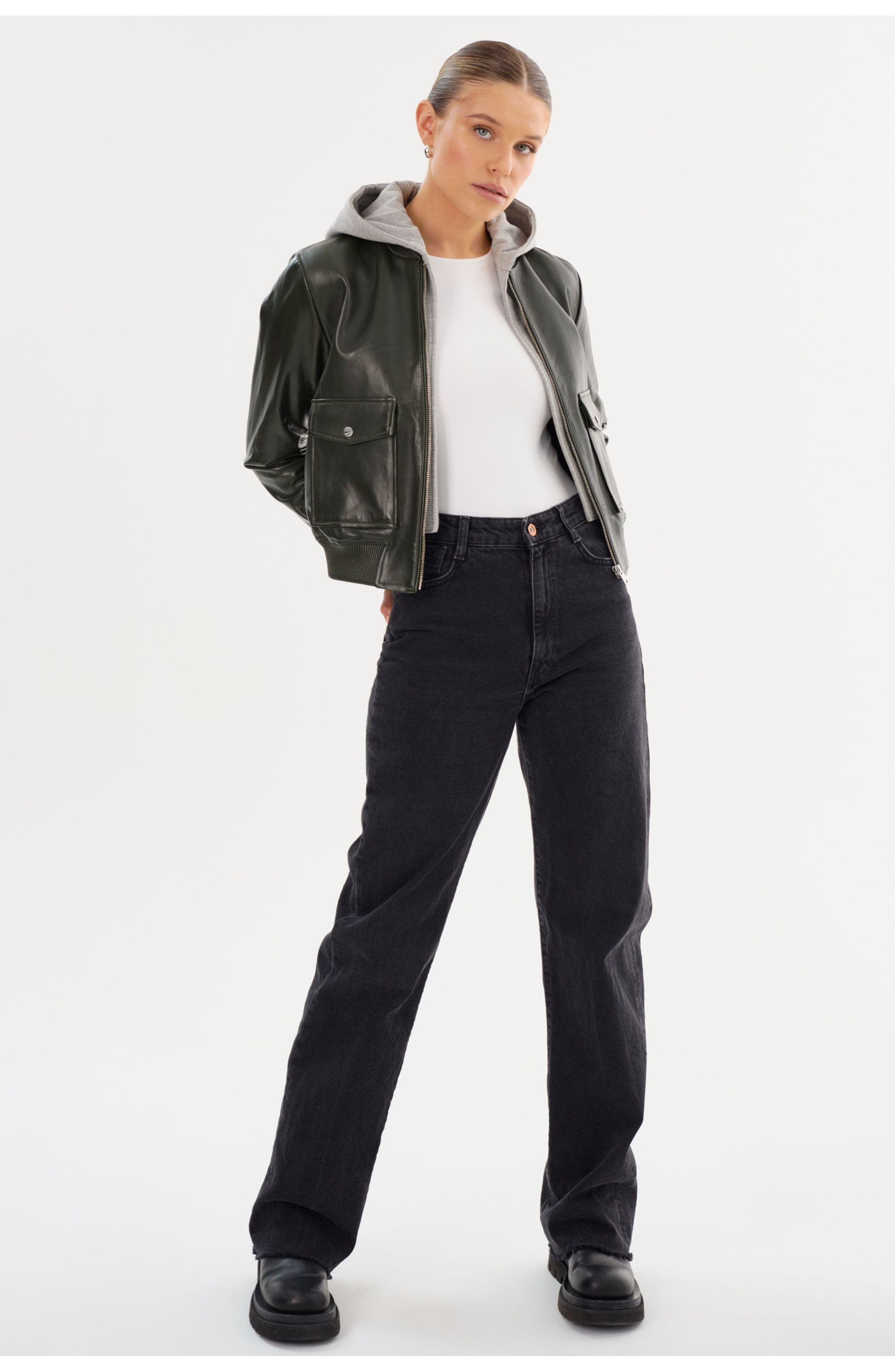 CANDACE | Leather Bomber Jacket - image 4