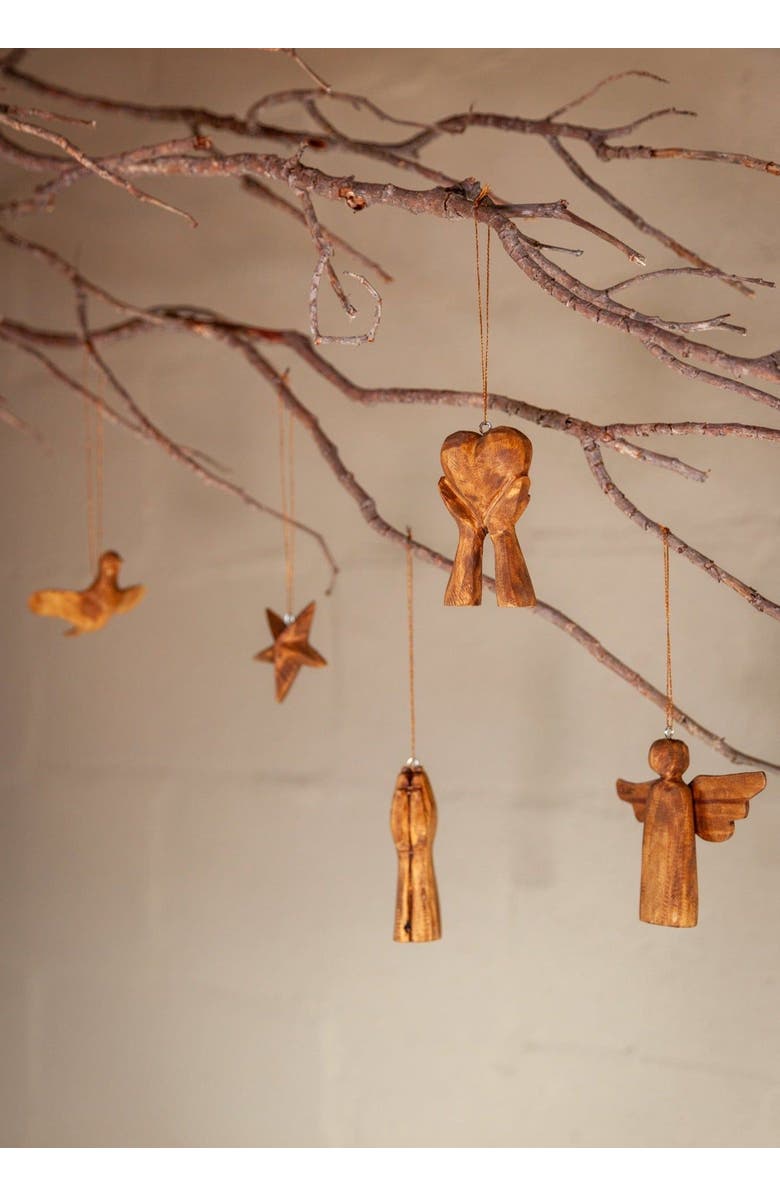 kanju Interiors Wooden Star Ornament, Alternate, color, Cognac