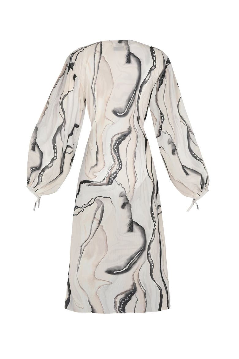 Marble Wrap Dress, Alternate, color, Print Blanco