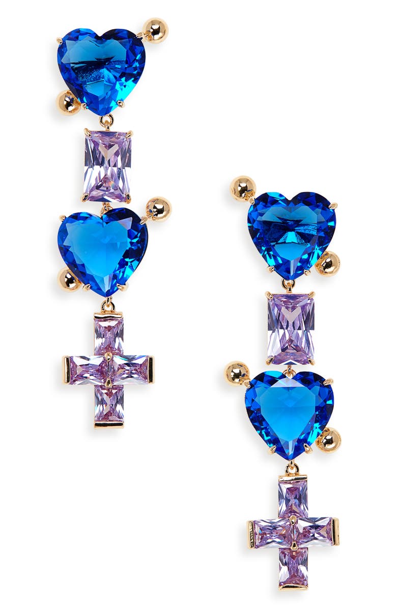 Jiwinaia Cubic Zirconia Heart & Cross Drop Earrings, Main, color,