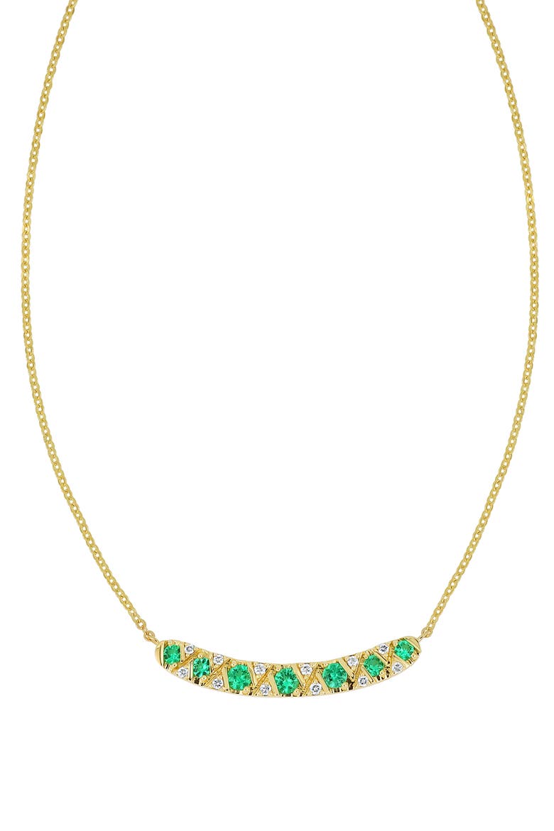 El Mar 18k Gold Emerald and Diamond Pendant Necklace, Main, color, 18KY