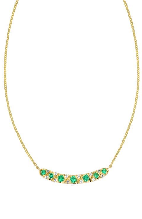El Mar 18k Gold Emerald and Diamond Pendant Necklace
