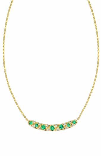 El Mar 18k Gold Emerald and Diamond Pendant Necklace