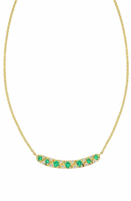 El Mar 18k Gold Emerald and Diamond Pendant Necklace