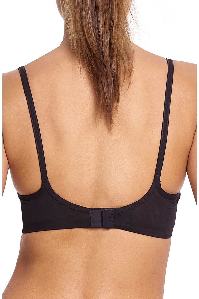 Underwire Unlined Mesh Plunge Bra, Alternate, color, BLACK