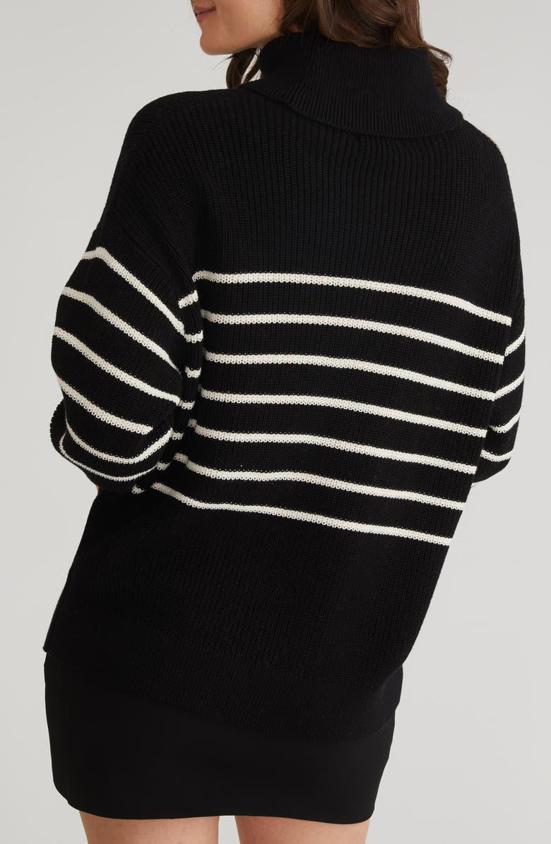 525 Elise Stripe Oversize Cotton Turtleneck Sweater, Alternate, color, 