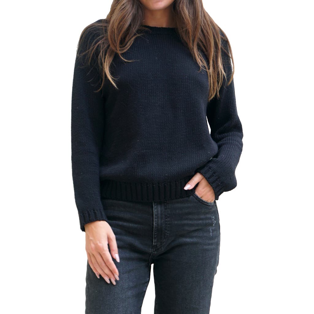 Paneros Clothing Sloane Cotton Crewneck Sweater In Black