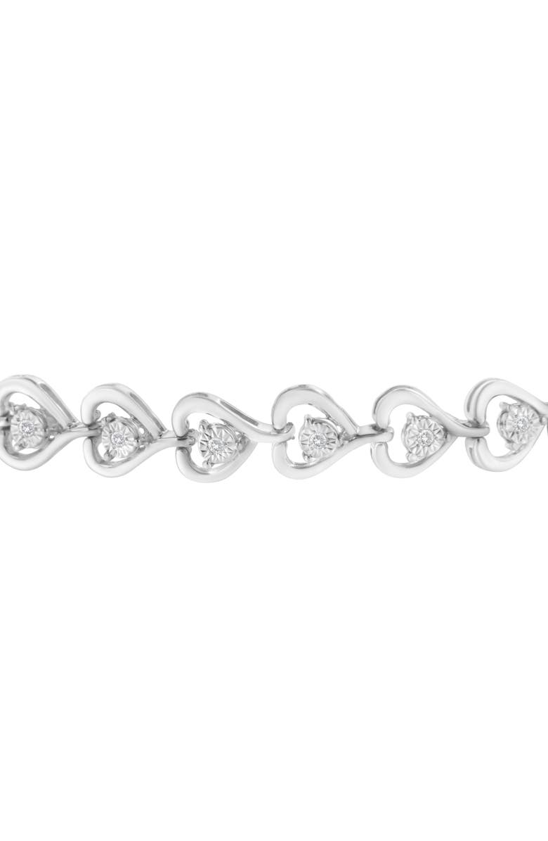 Haus of Brilliance Silver Diamond Woven Heart Bolo Bracelet, Alternate, color, White