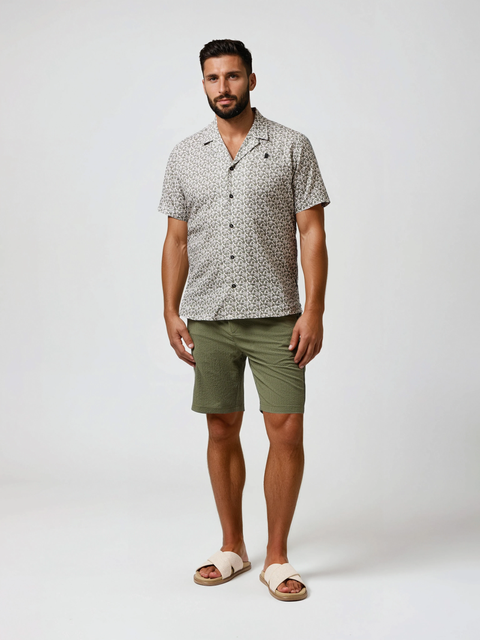 Linen Skull Floral SS Resort Shirt