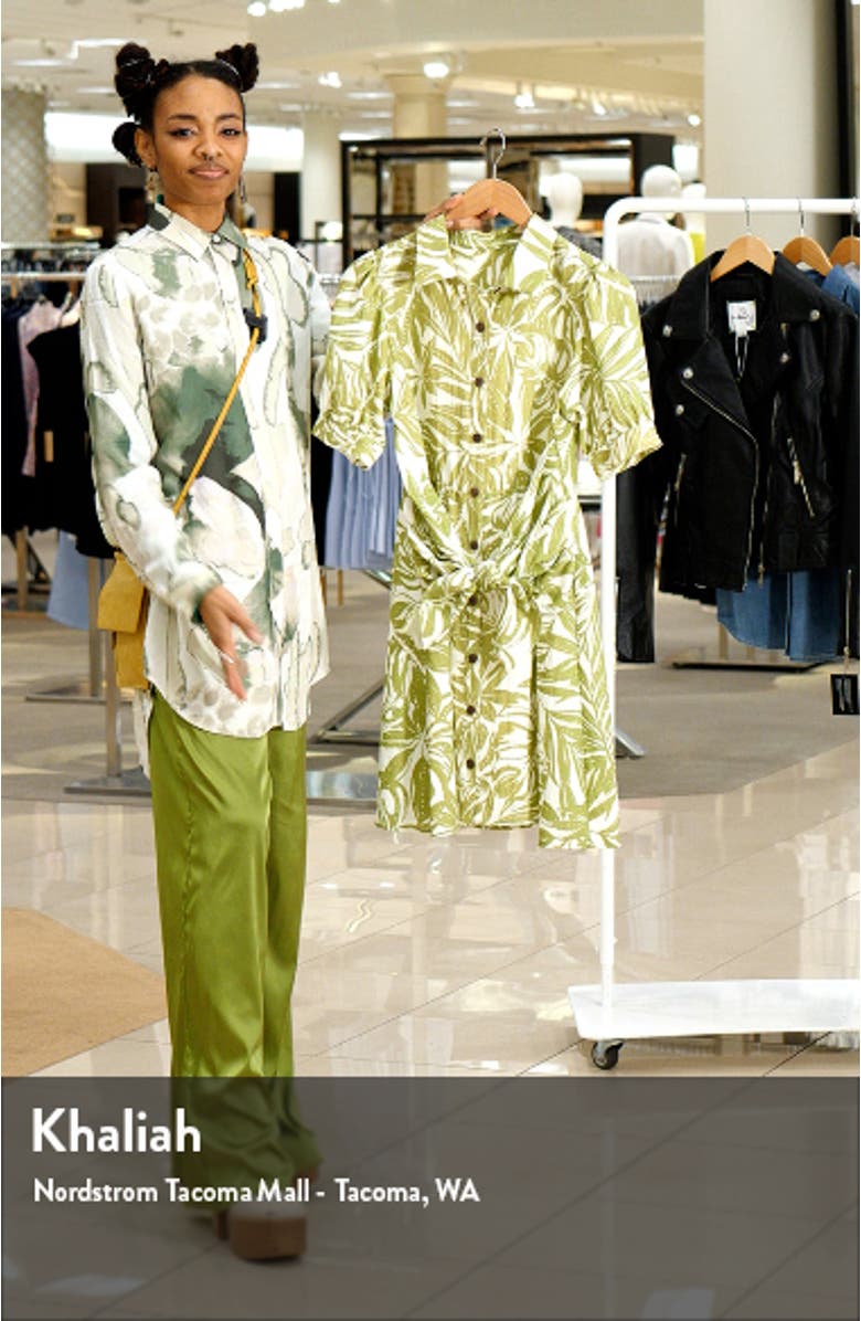 Puff Sleeve Tie Waist Shirtdress, sales video thumbnail