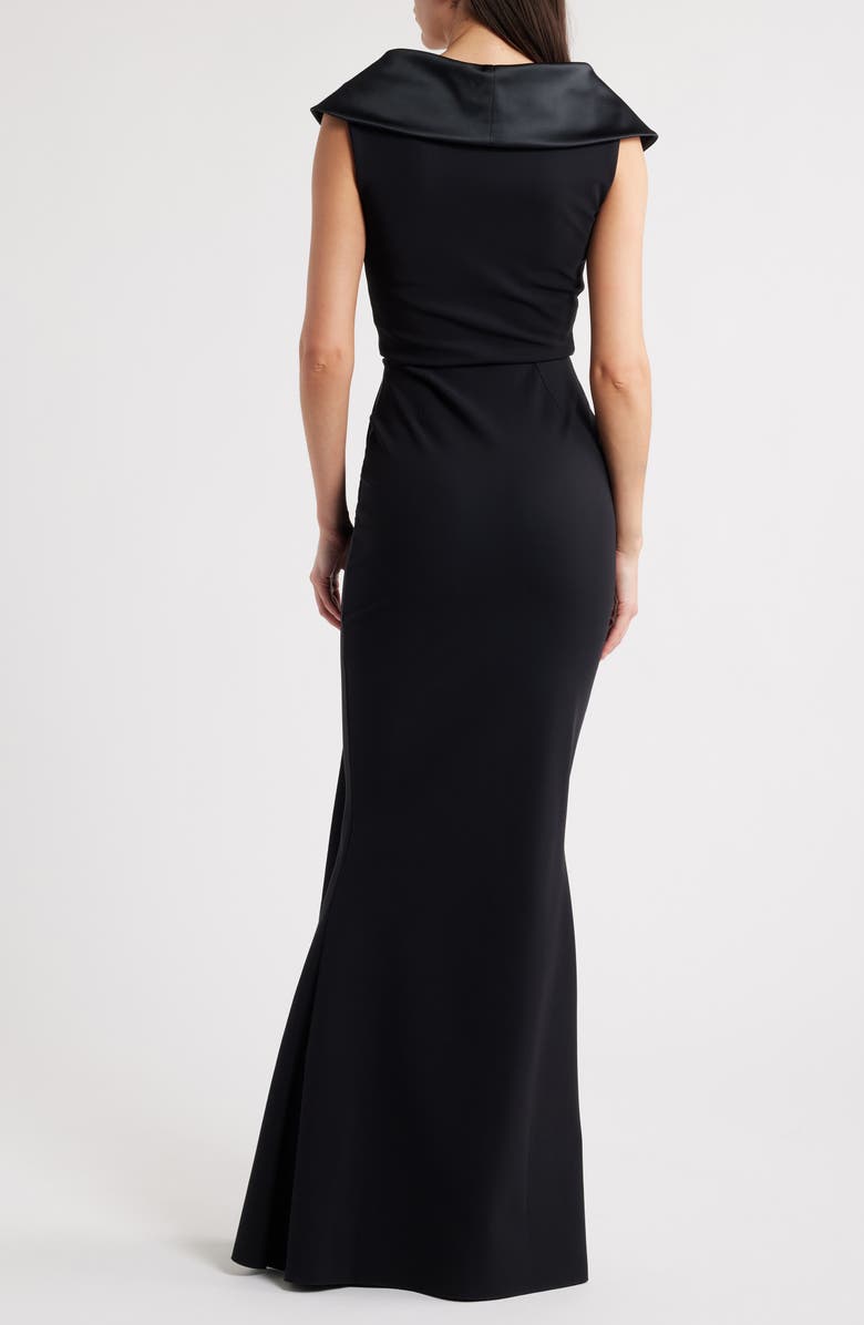 Chiara Boni La Petite Robe Fiy Satin Trim Mermaid Gown, Alternate, color, Nero