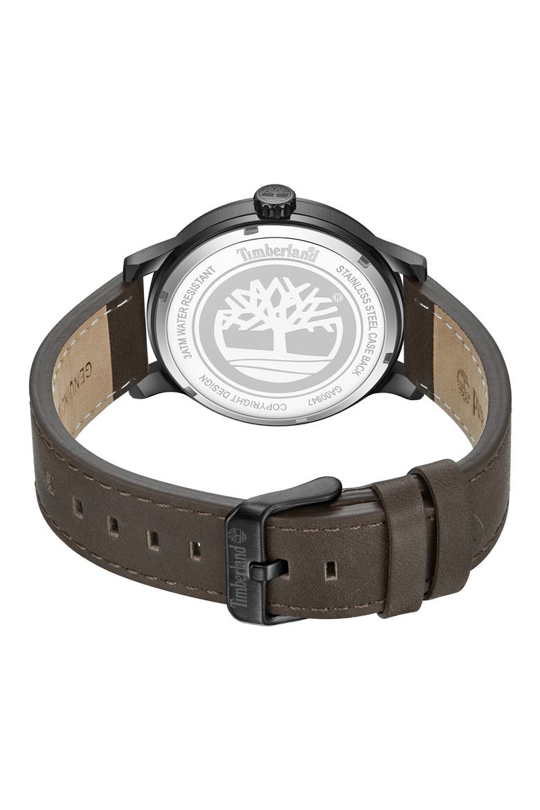 Driscoll Leather Strap Watch, 43mm, Alternate, color, BLUE/ DARK BROWN