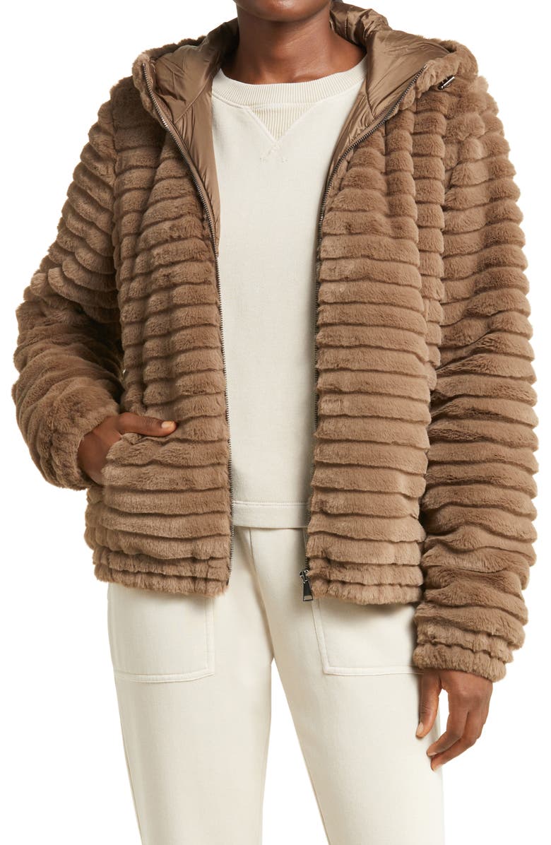 Zella Corded Faux Fur Jacket, Main, color,