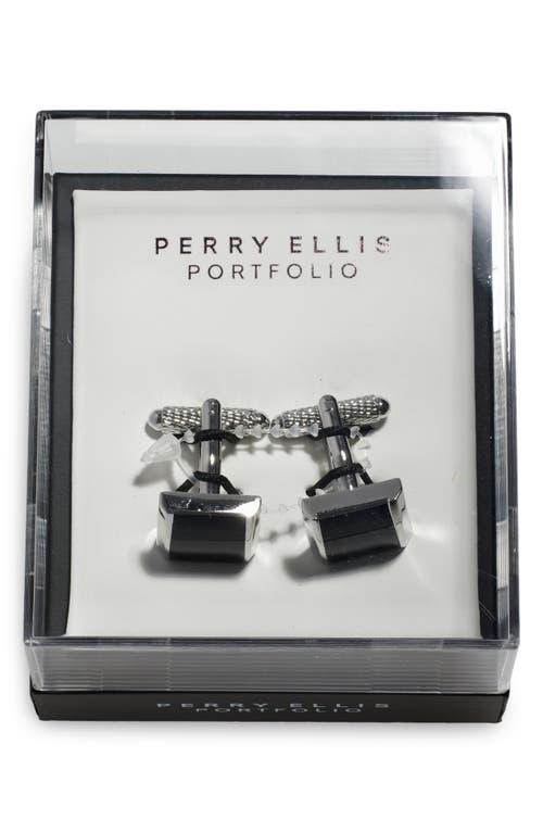 Perry Ellis Square Enamel Cuff Links In Blk