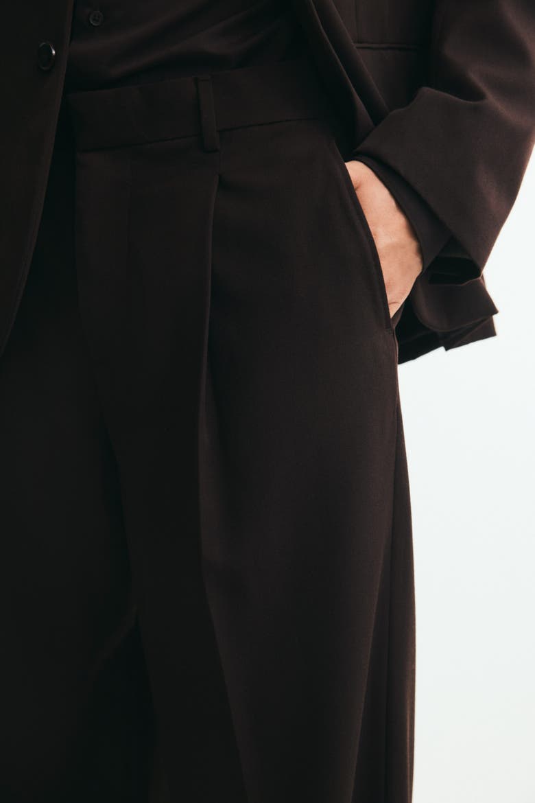 Loose-fit Wool-blend Suit Pants, Alternate, color, Dark brown