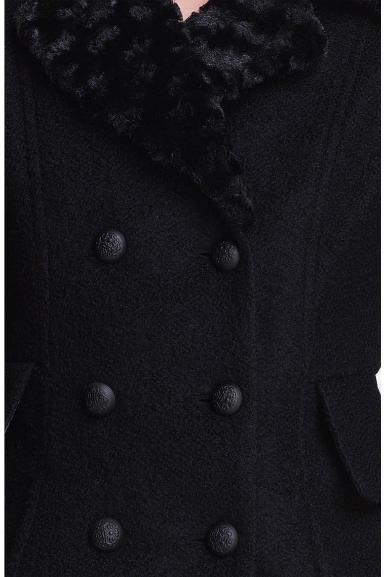 Faux Fur Lined Bouclé Coat, Alternate, color, BLACK