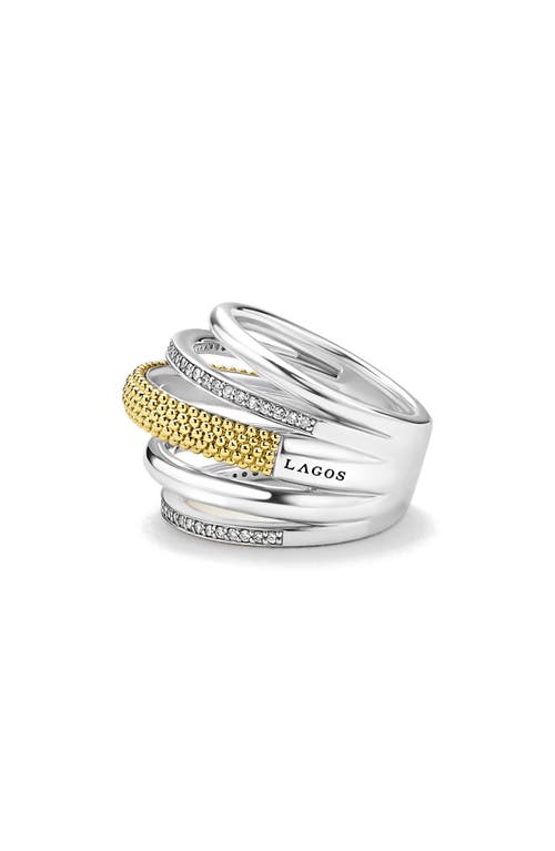 Lagos Caviar Lux Pavé Diamond Ring In Two-tone